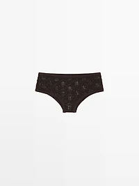 Cotton blend culottes with openwork detail