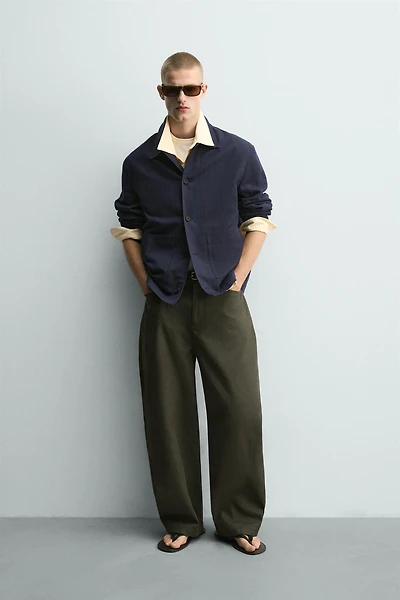 RELAXED FIT COTTON - LINEN OVERSHIRT