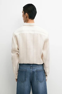 Chemise regular fit à rayures 100 % lin
