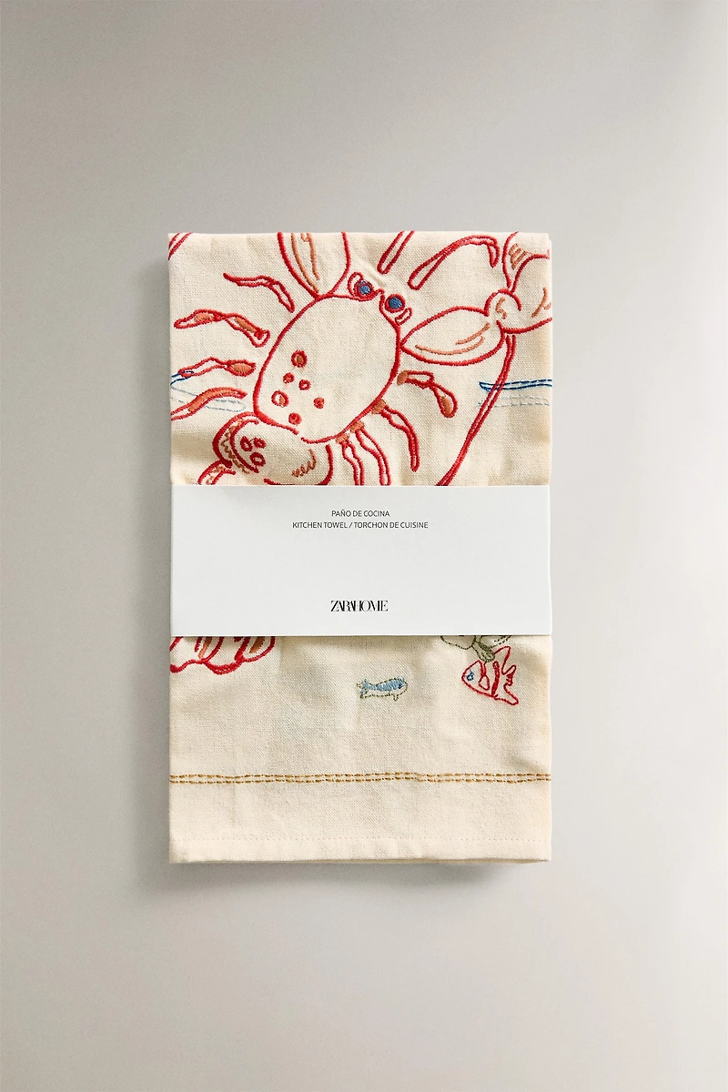TORCHON DE CUISINE BRODERIE VACANCES