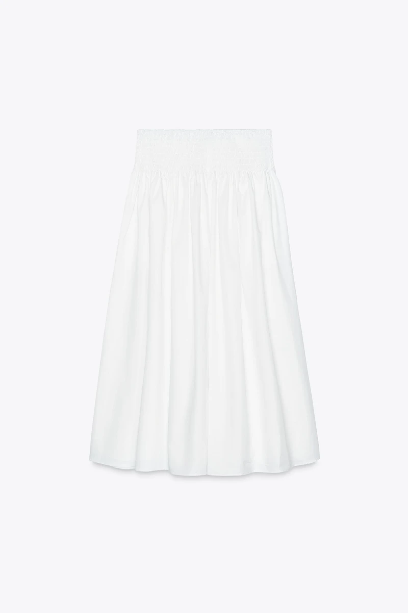 POPLIN MIDI SKIRT