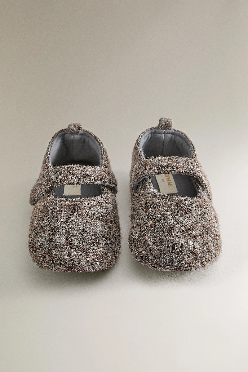 KIDS WOOL EFFECT BALLET FLATS