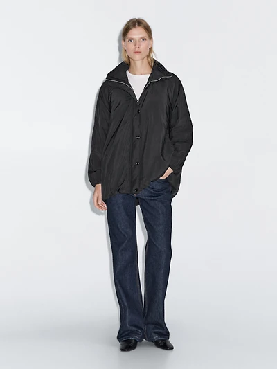 Water-repellent padded parka with high neck