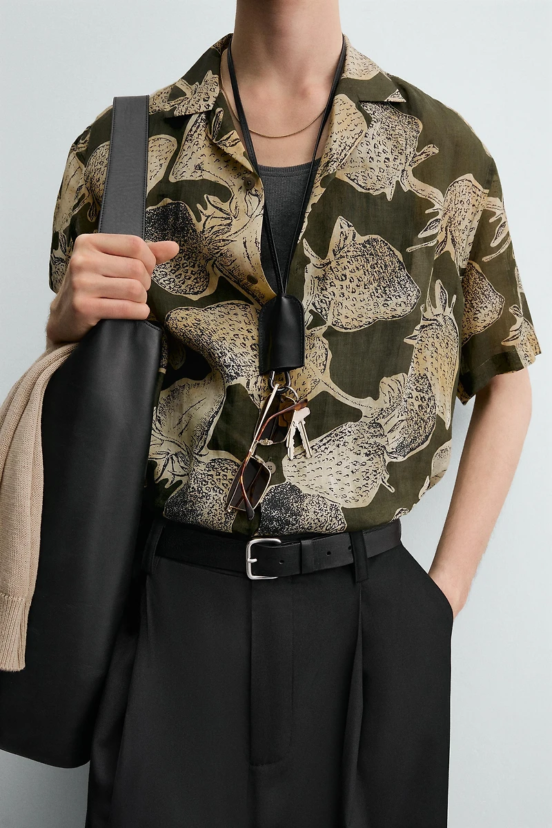 STRAWBERRY PRINT 100% RAMIE SHIRT