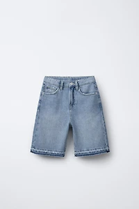 FRAYED EMBROIDERED DENIM SHORTS
