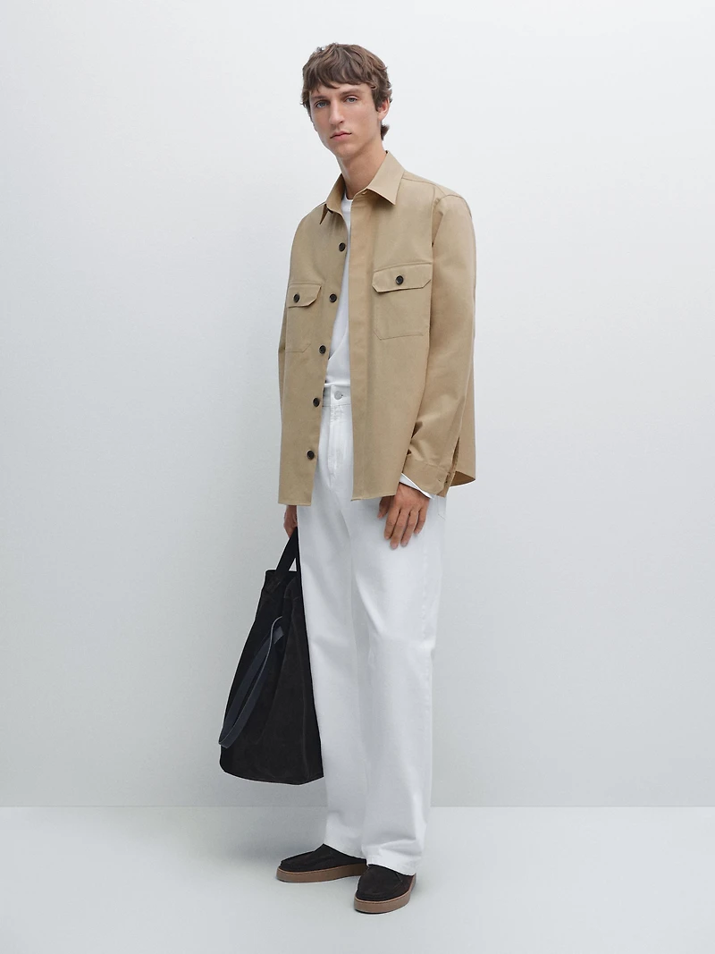 Cotton blend overshirt with pockets
