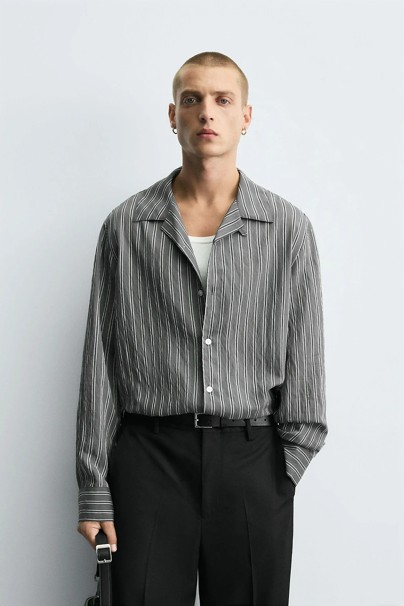 CHEMISE FLUIDE RAYURES EFFET FROISSÉ
