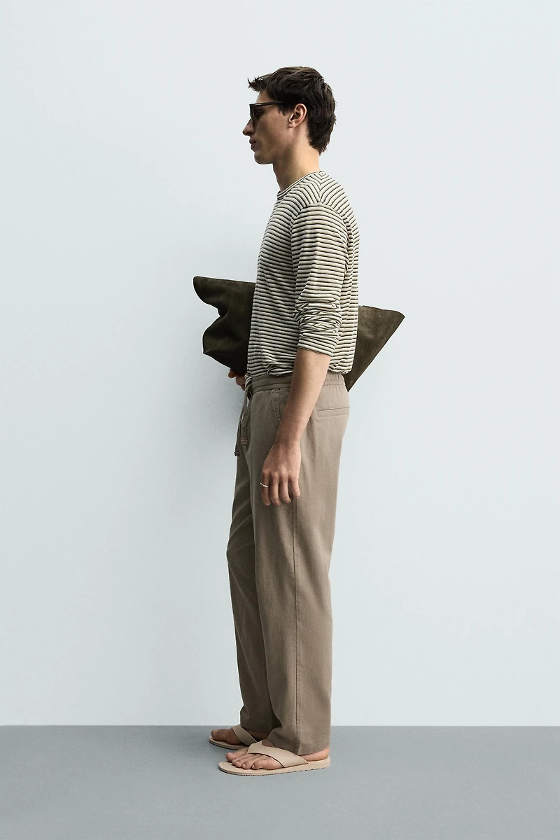 COTTON-LINEN RELAXED FIT PANTS