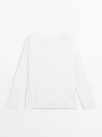 Cotton blend open-knit sweater