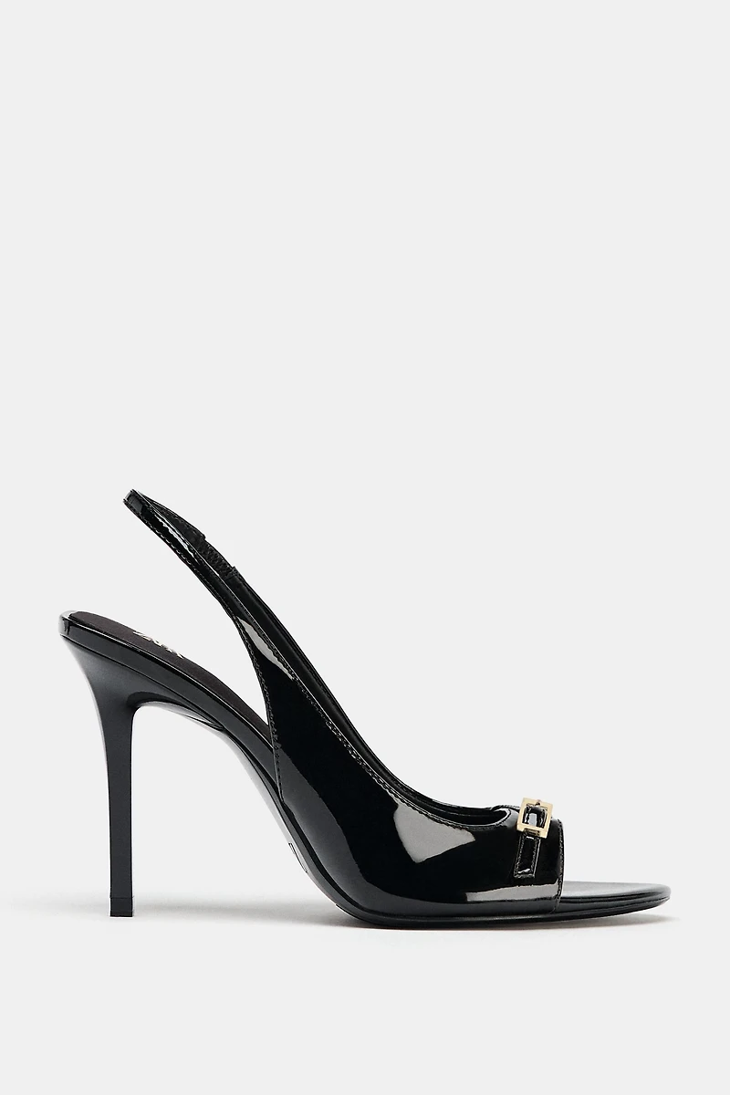PATENT FINISH HEELED SANDALS