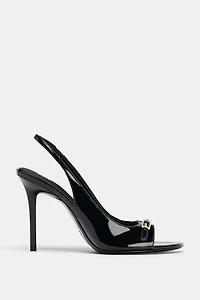 PATENT FINISH HEELED SANDALS