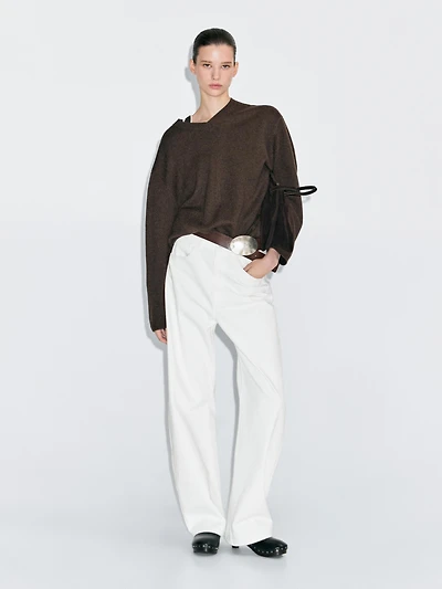 Pull oversize à col en V 100 % cachemire