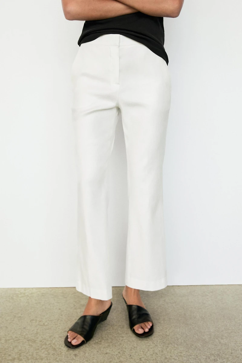 Linen kick flare fit pants