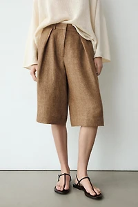 Melange linen suit Bermuda shorts