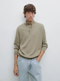 Pull en maille à col camionneur boutonné