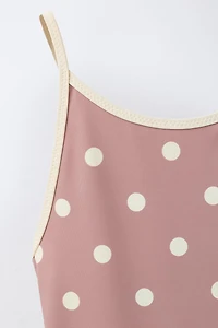 6-14 ANS/ MAILLOT DE BAIN À POIS ET LISERÉS CONTRASTANTS