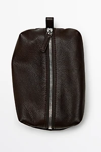 Trousse à fermeture Éclair en cuir nappa