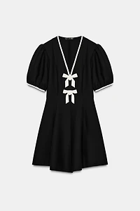 CONTRAST BOW MINI DRESS