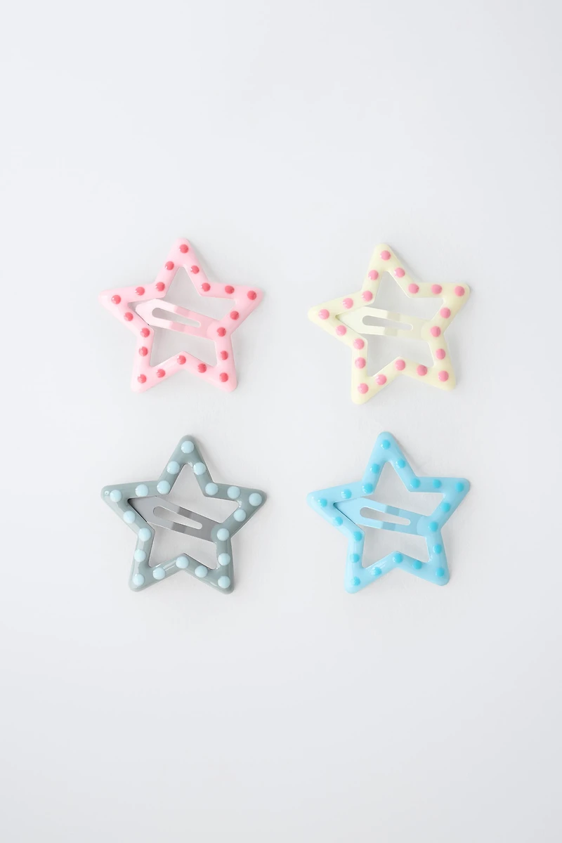 FOUR-PACK OF POLKA DOT STAR HAIR CLIPS