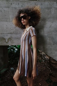 STRIPED POLO NECK DRESS