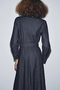 ZW COLLECTION BELTED DENIM DRESS