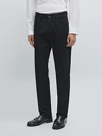 Slim-fit lightweight textured weave denim trousers
