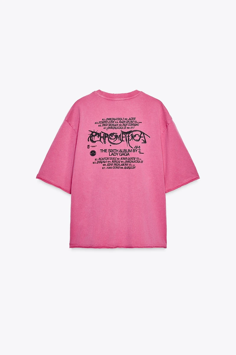 LADY GAGA WASHED EFFECT T-SHIRT
