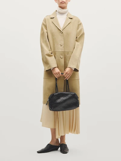 Braided nappa leather satchel bag