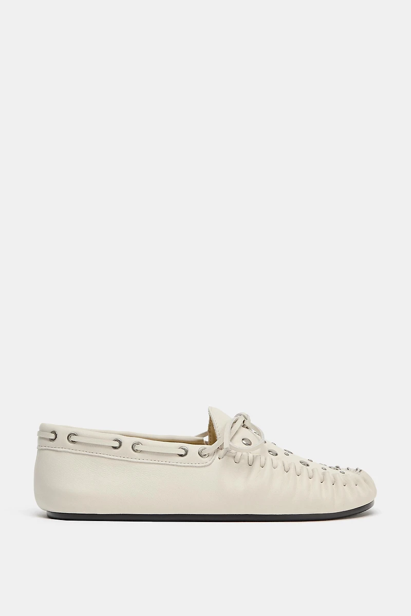 STUDDED LEATHER LOAFERS