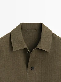 100% linen overshirt with striped pocket details