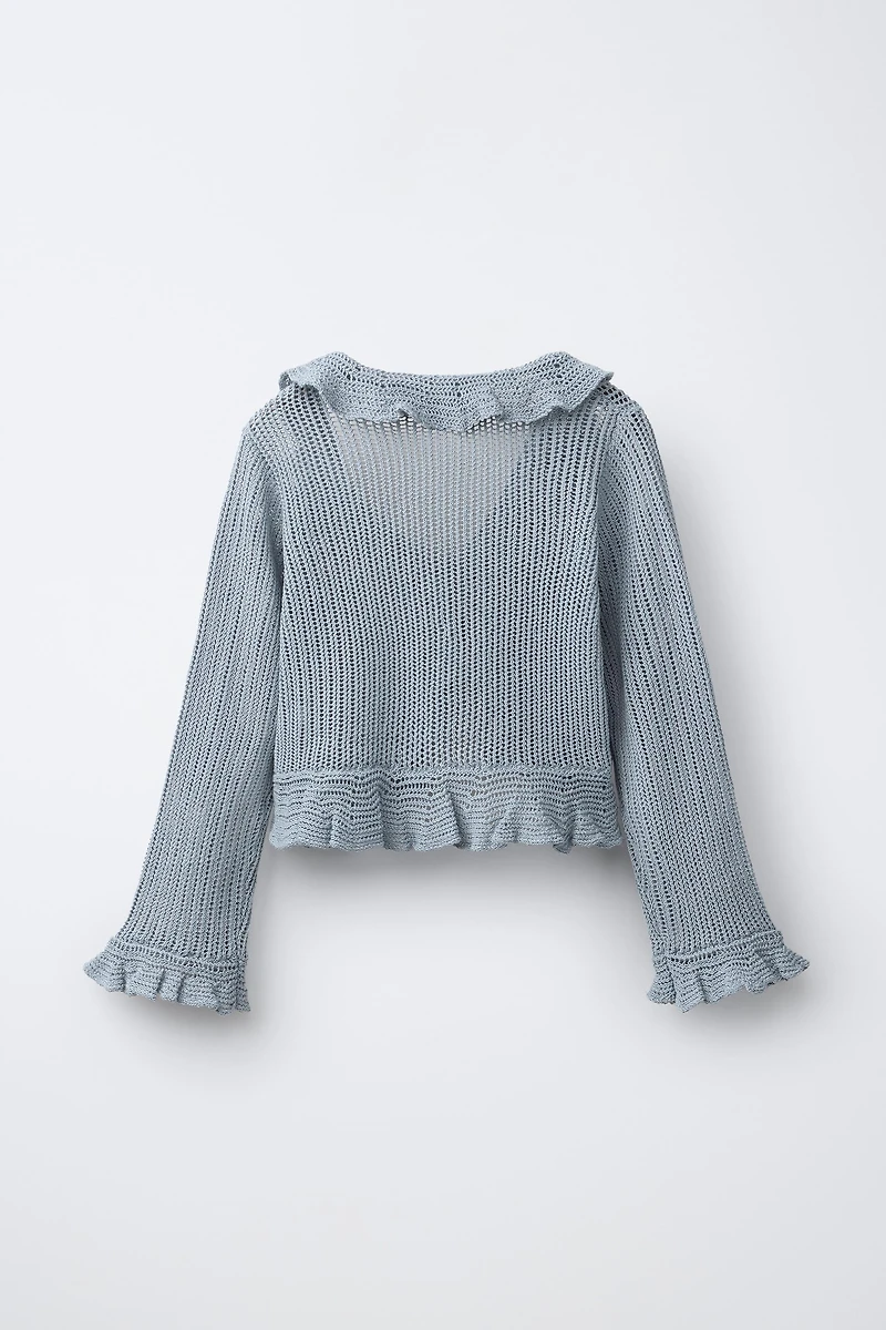 RUFFLED KNIT CARDIGAN