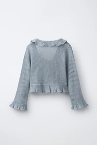 RUFFLED KNIT CARDIGAN
