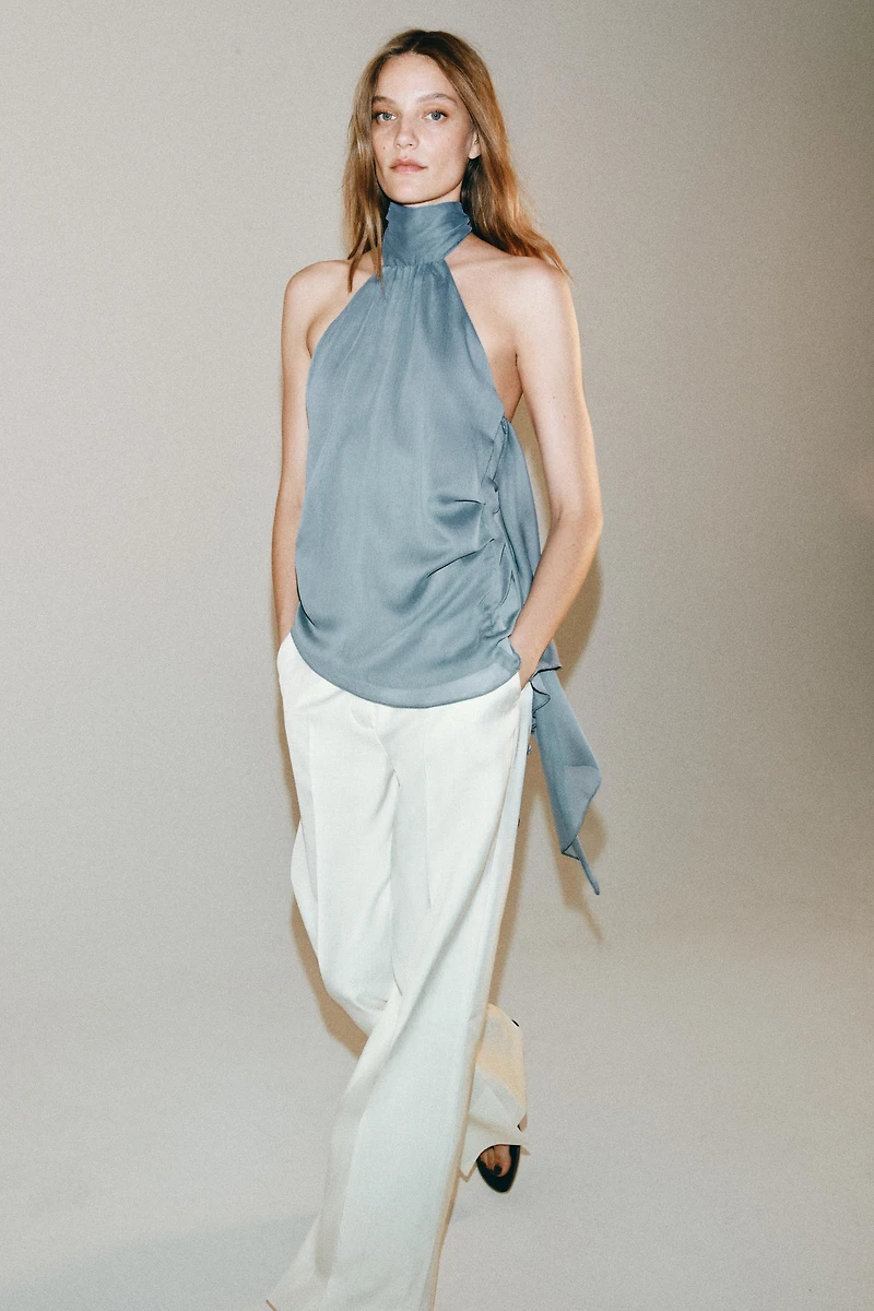 ZW COLLECTION ASYMMETRIC HALTER TOP