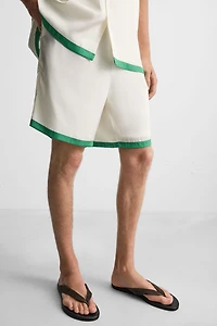 SATIN SHORTS WITH CONTRAST STRIPES