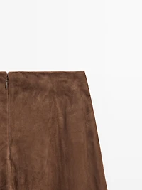 Suede leather flared trousers