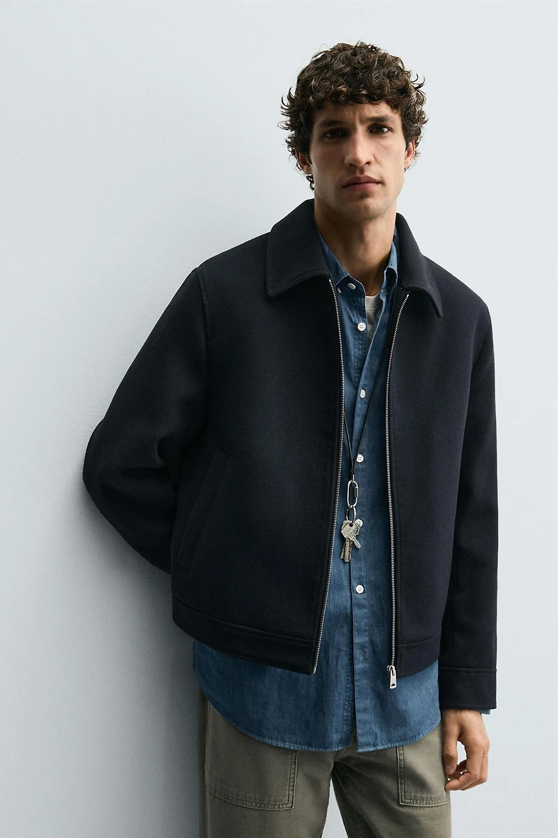ZIP-UP WOOL EFFECT JACKET