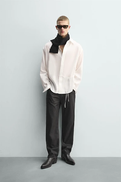 FLOWY TIE SHIRT