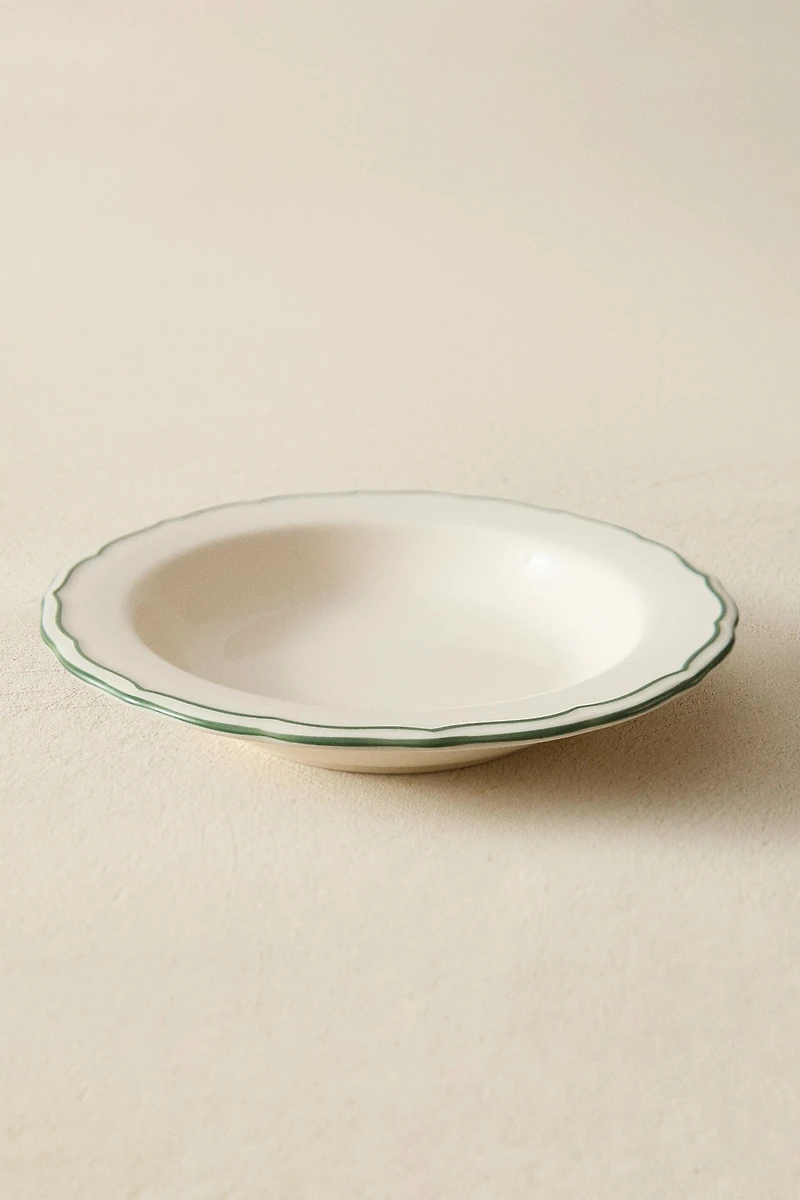 EARTHENWARE SOUP PLATE WITH CONTRASTING RIM