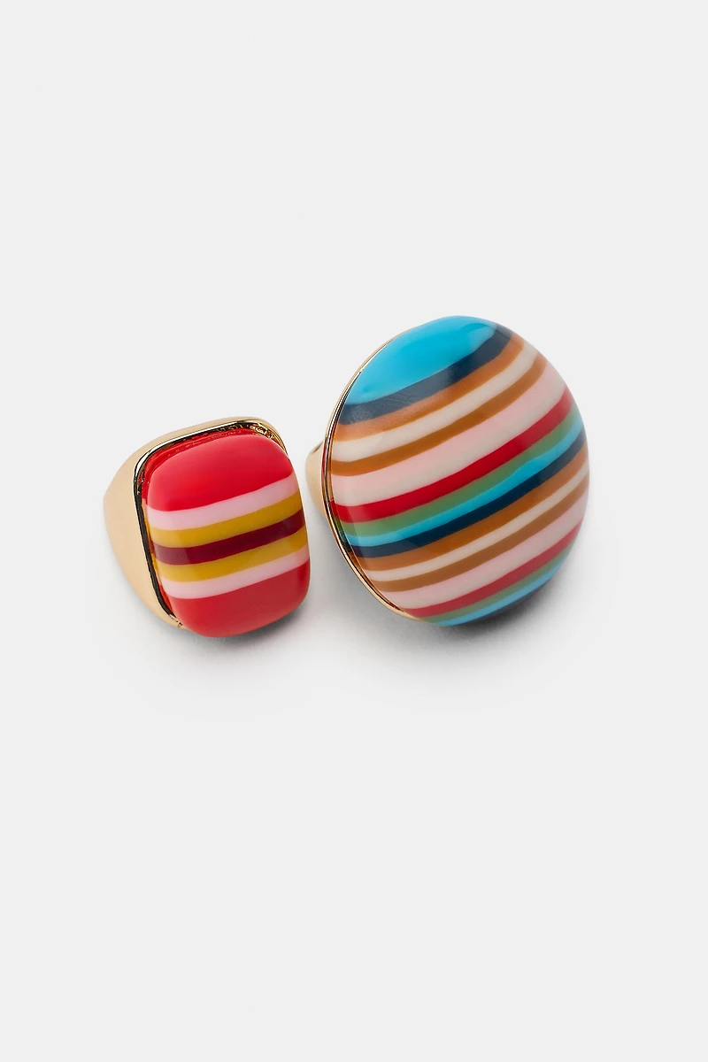 2-PACK RESIN STRIPED RINGS