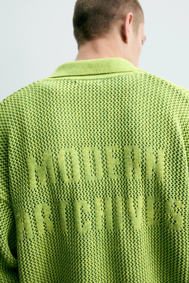 WASHED TEXTURED KNIT POLO