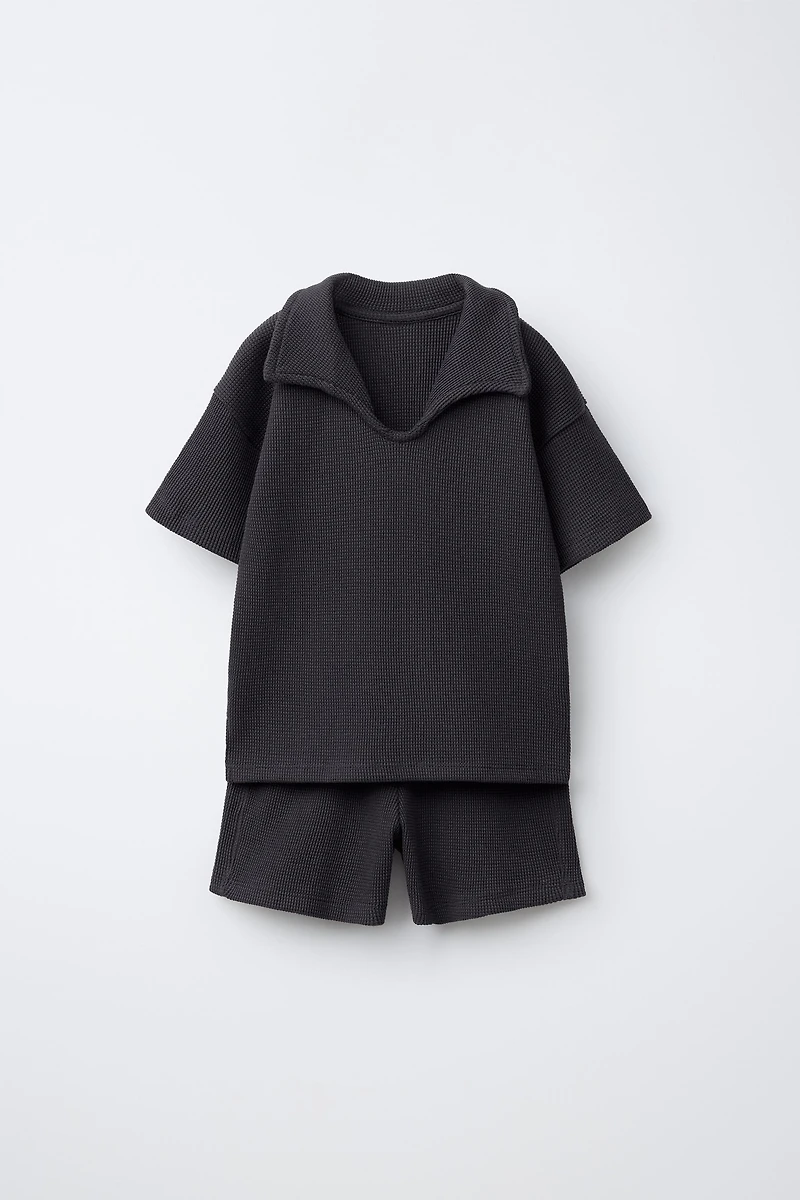 ENSEMBLE JOGGING POLO ET BERMUDA WAFFLE