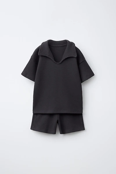 ENSEMBLE JOGGING POLO ET BERMUDA WAFFLE