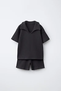 ENSEMBLE JOGGING POLO ET BERMUDA WAFFLE