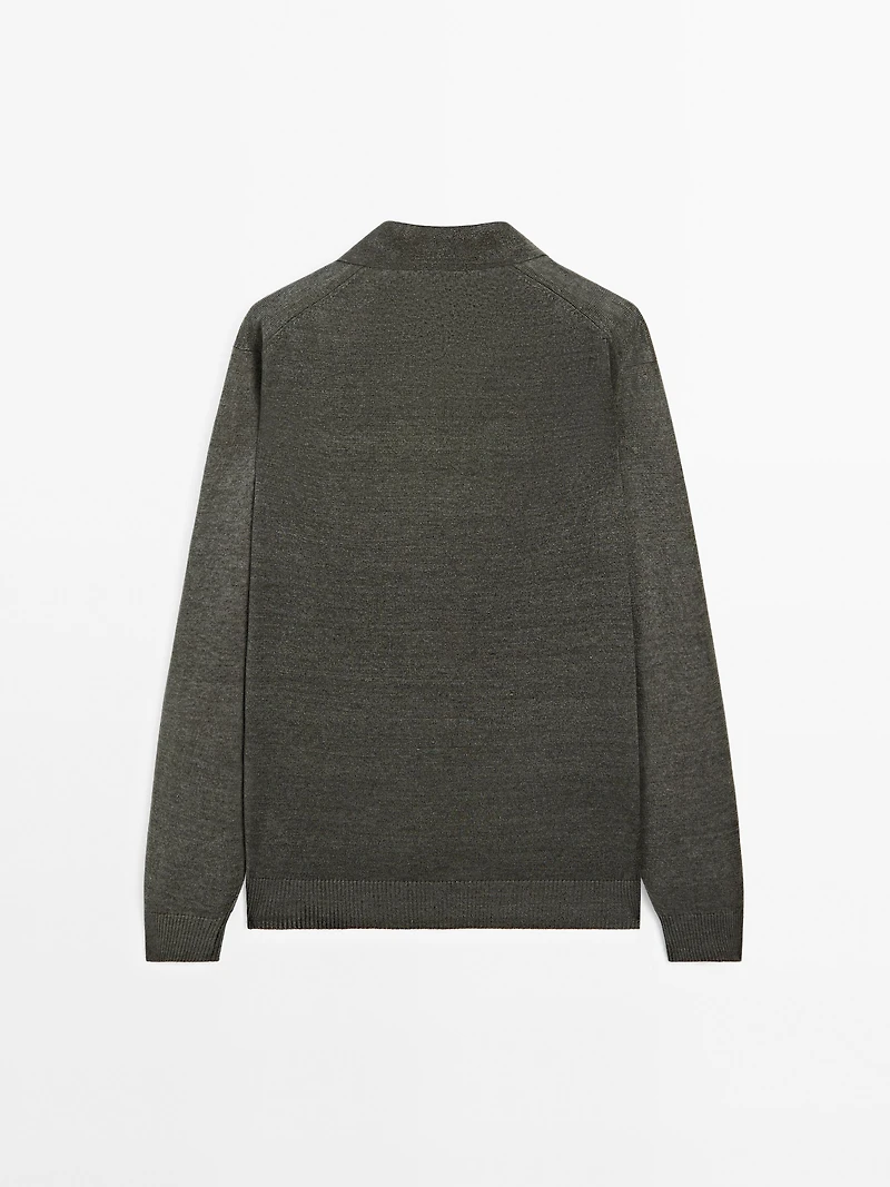 100% linen knit polo sweater