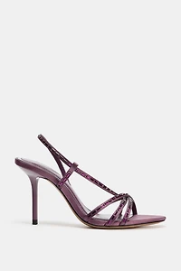 SANDALES À TALONS ET BRIDES BRILLANTES