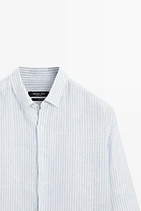 100% linen regular fit striped shirt