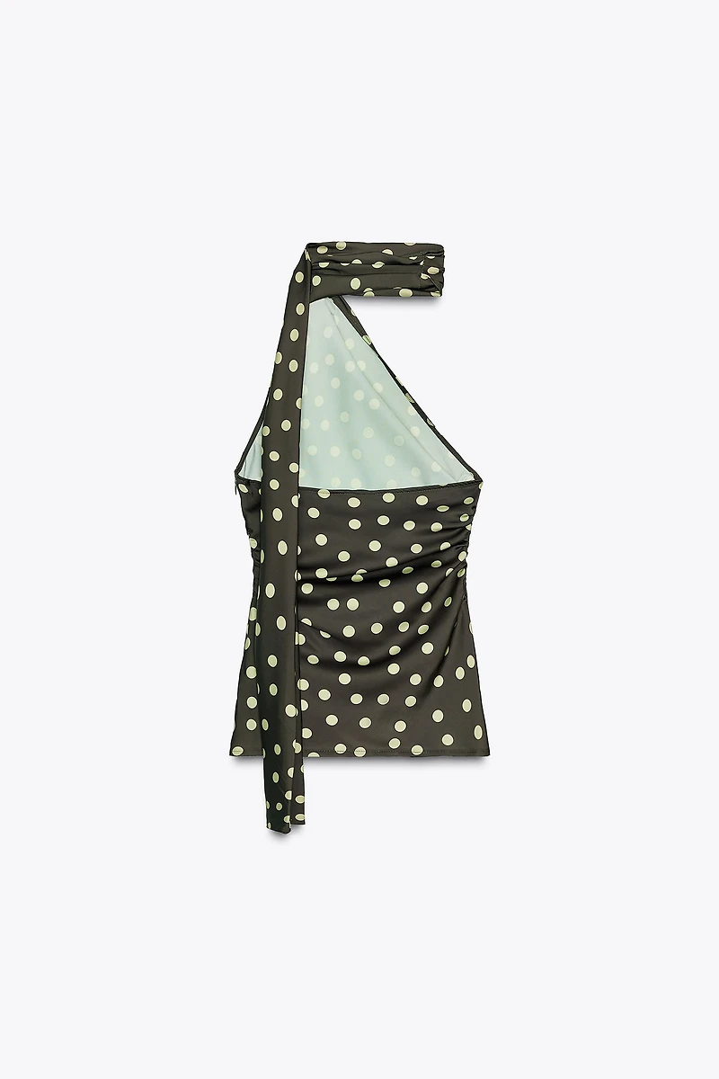 SATIN EFFECT HALTER SCARF TOP