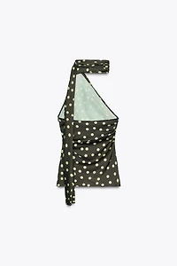 SATIN EFFECT HALTER SCARF TOP