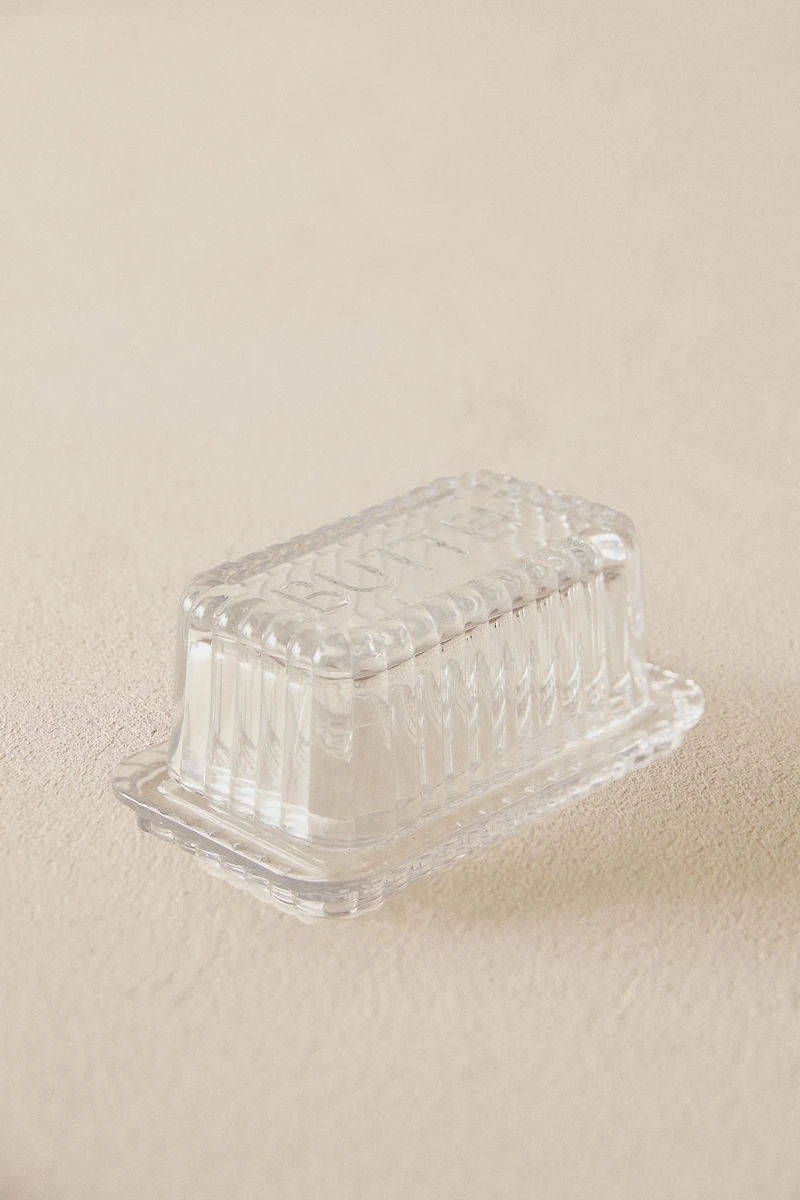 STRIPED GLASS BUTTER DISH