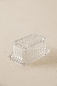 STRIPED GLASS BUTTER DISH
